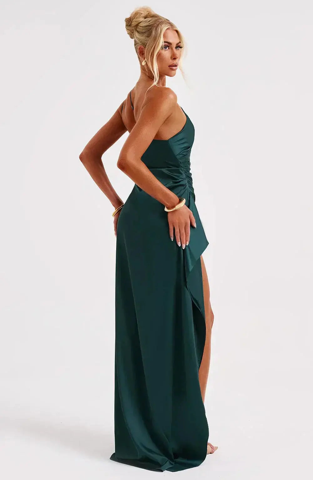 Meadow | Satin Ruched Maxi Dress