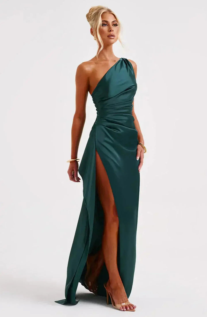 Meadow | Satin Ruched Maxi Dress