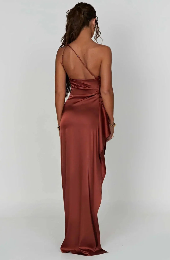 Meadow | Satin Ruched Maxi Dress