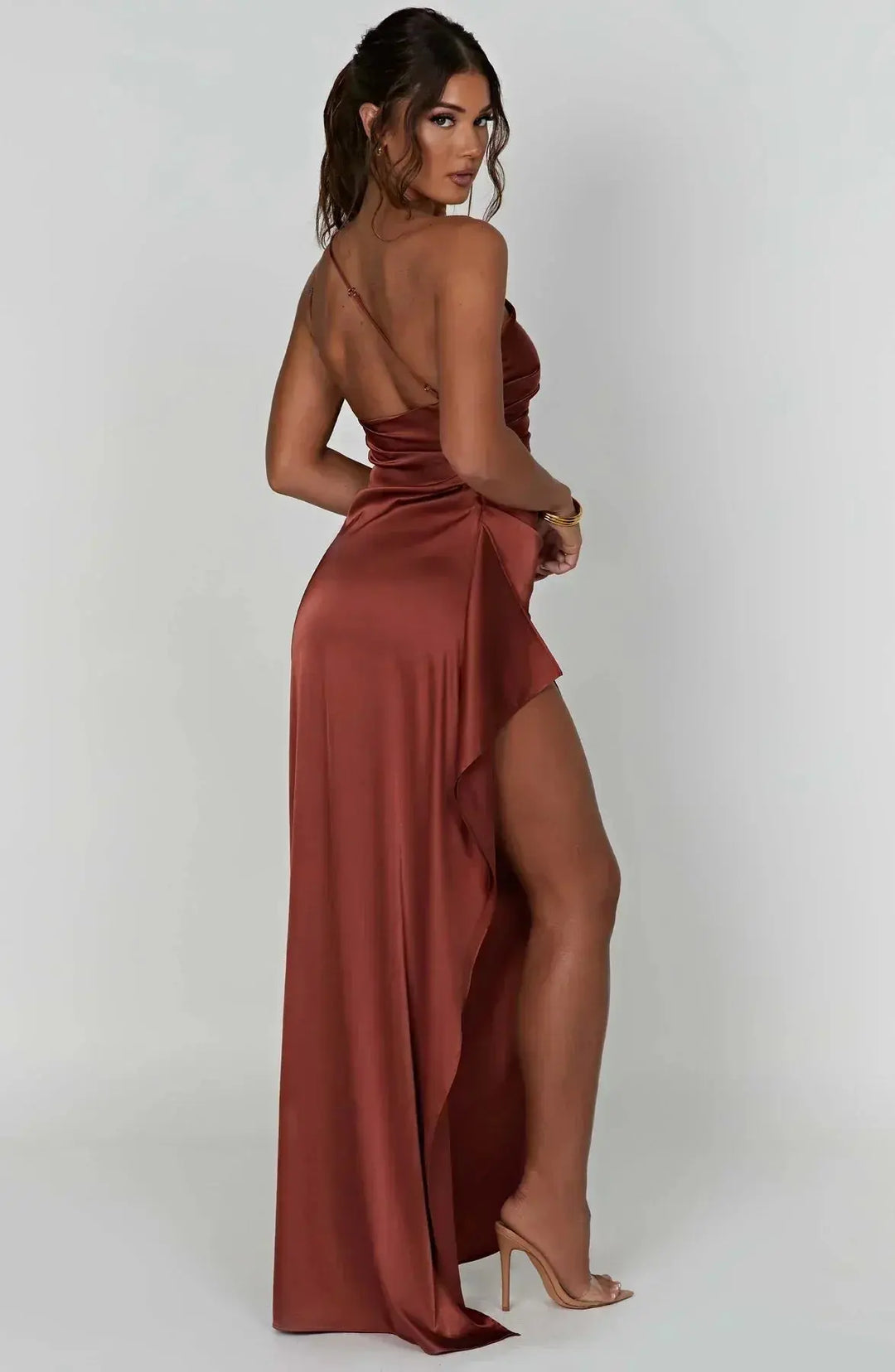 Meadow | Satin Ruched Maxi Dress