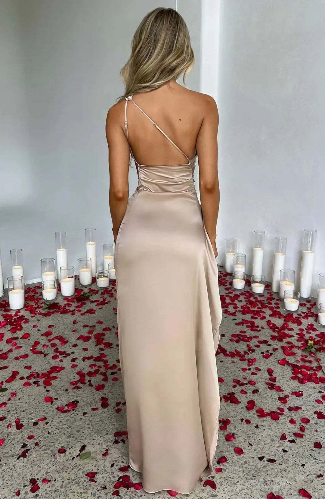 Meadow | Satin Ruched Maxi Dress