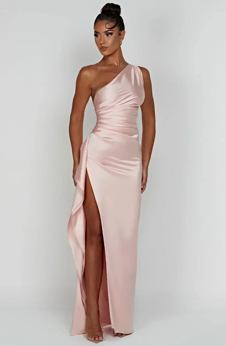 Meadow | Satin Ruched Maxi Dress