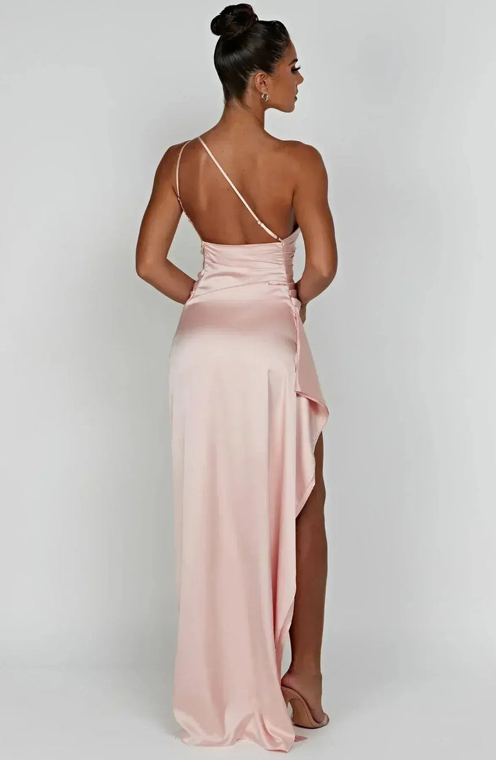 Meadow | Satin Ruched Maxi Dress
