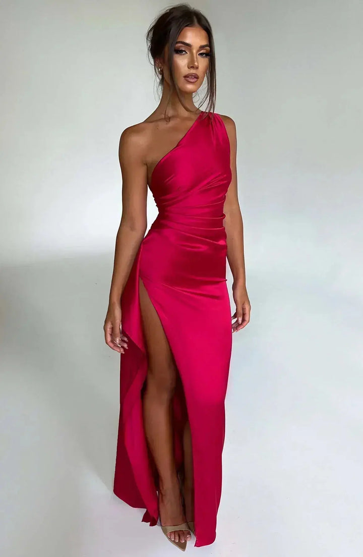 Meadow | Satin Ruched Maxi Dress