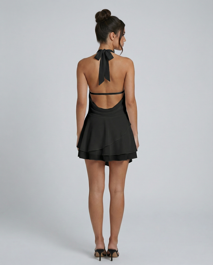 Eliza | Mini Dress with Plunge Neck and Open Back