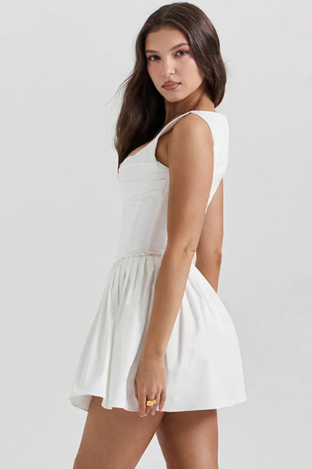Elise | Pleated Mini Dress with Structured Bodice