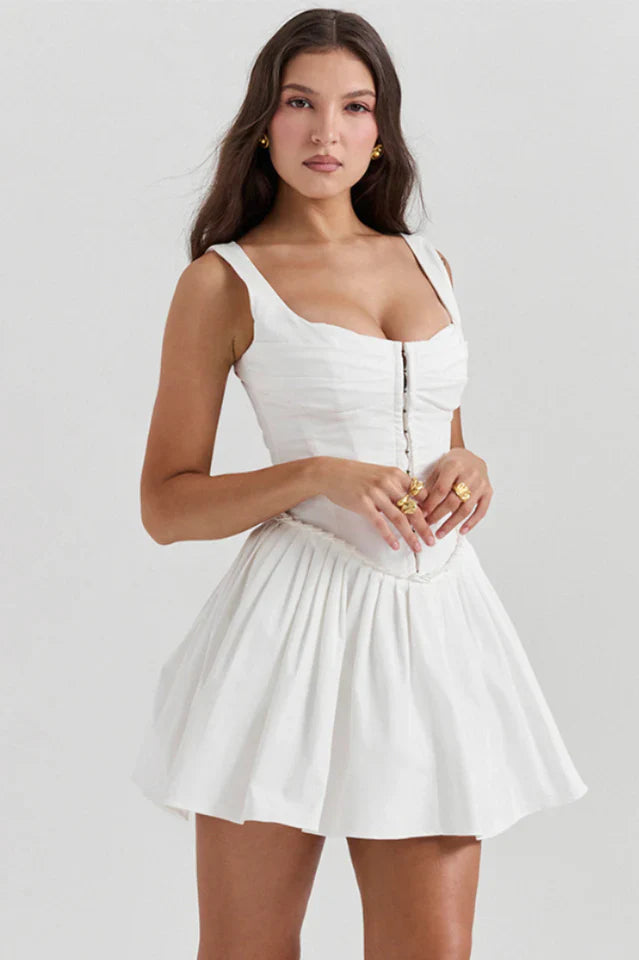Elise | Pleated Mini Dress with Structured Bodice