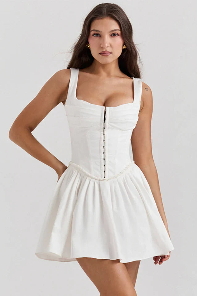 Elise | Pleated Mini Dress with Structured Bodice