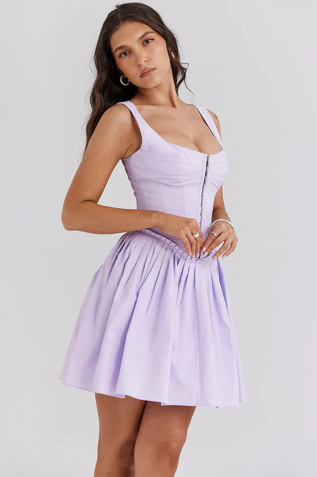 Elise | Pleated Mini Dress with Structured Bodice