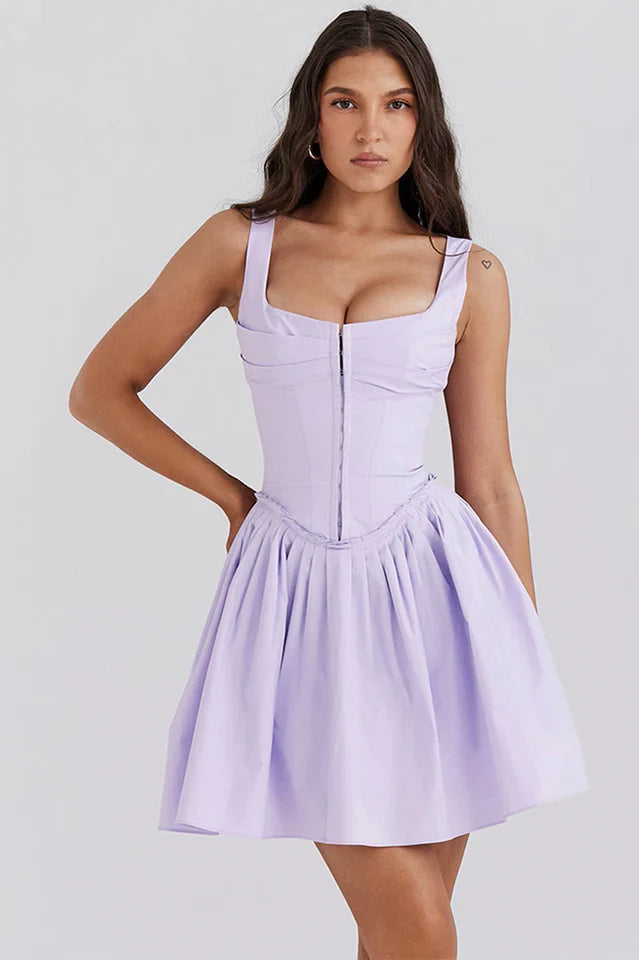Elise | Pleated Mini Dress with Structured Bodice