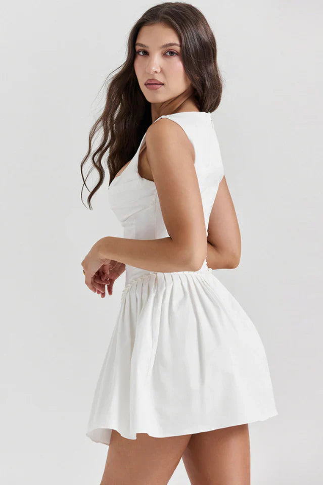 Elise | Pleated Mini Dress with Structured Bodice