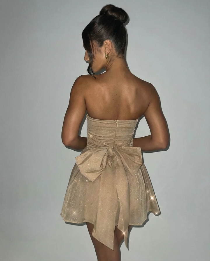 Elara | Strapless Mini Dress with Bow Detail