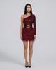 Dahlia | Mini Dress with One-Shoulder Sequin Bodice and Feather Skirt