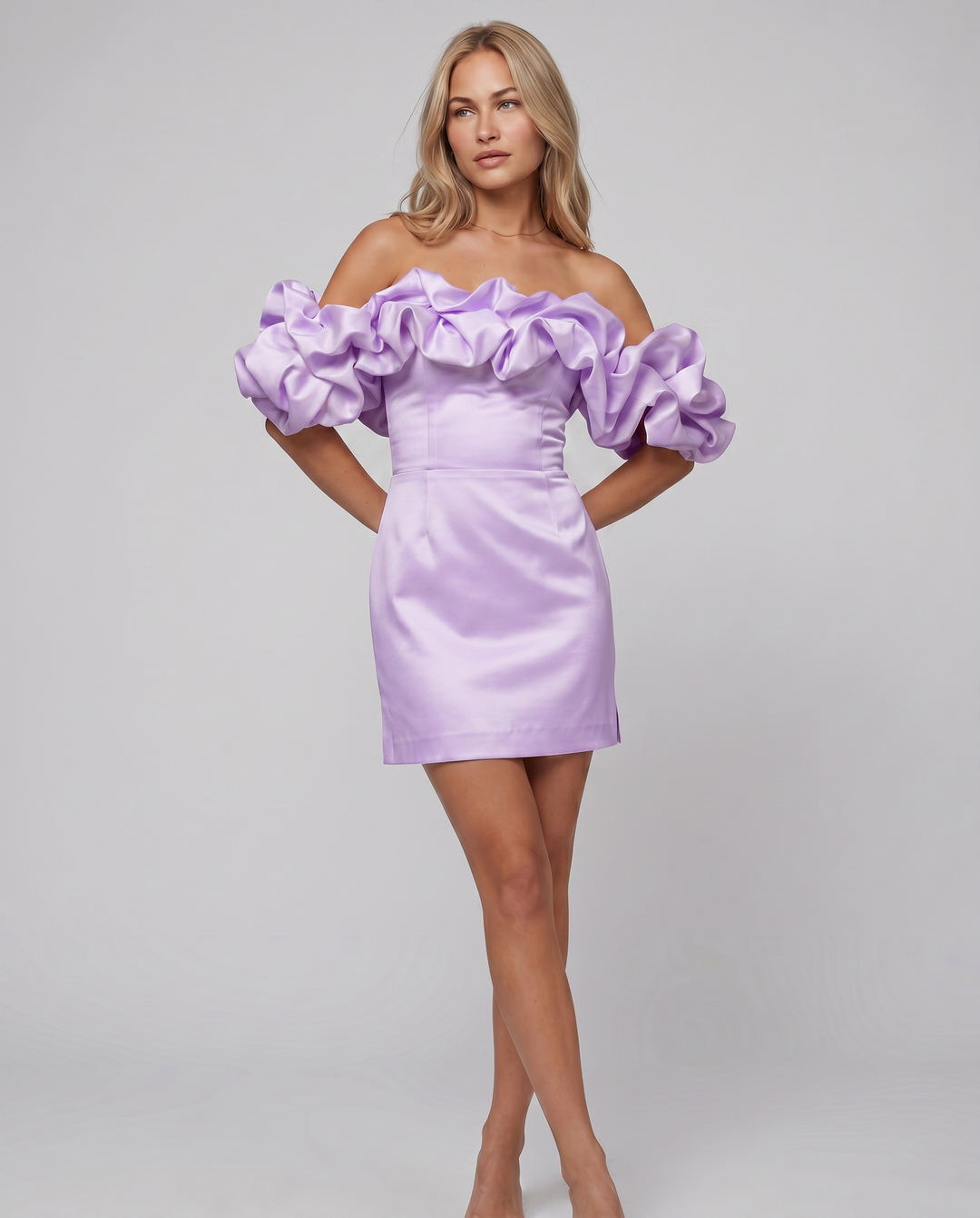 Corinne | Mini Dress with Off-Shoulder Ruffle Sleeves