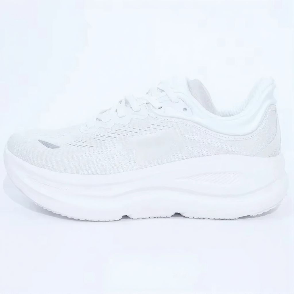 Unisex black lace-up running shoe with thick sculpted sole