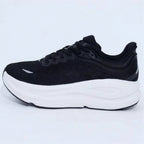 Unisex black lace-up running shoe with thick sculpted sole