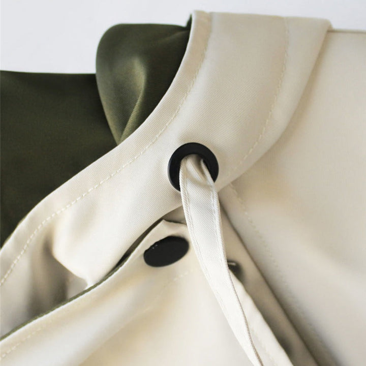 Women's lightweight windbreaker jacket with oversized colour-block collar and button front