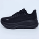 Unisex black lace-up running shoe with thick sculpted sole