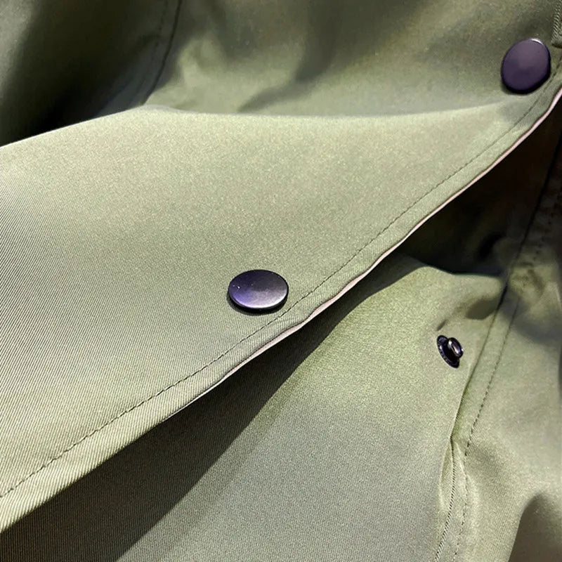 Women's lightweight windbreaker jacket with oversized colour-block collar and button front