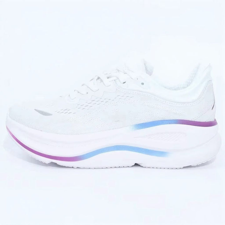 Unisex black lace-up running shoe with thick sculpted sole