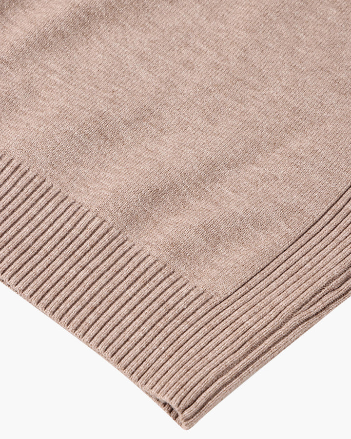 Men's fitted turtleneck knit sweater with long sleeves and ribbed cuffs