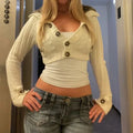 Women's cropped cable knit cardigan with front buttons
