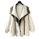 Women's lightweight windbreaker jacket with oversized colour-block collar and button front