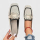 Women's square-toe loafers with embellished buckle