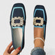 Women's square-toe loafers with embellished buckle
