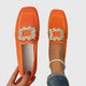 Women's square-toe loafers with embellished buckle
