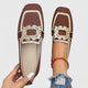 Women's square-toe loafers with embellished buckle