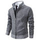 Men's geometric patterned zip cardigan sweater with mock collar