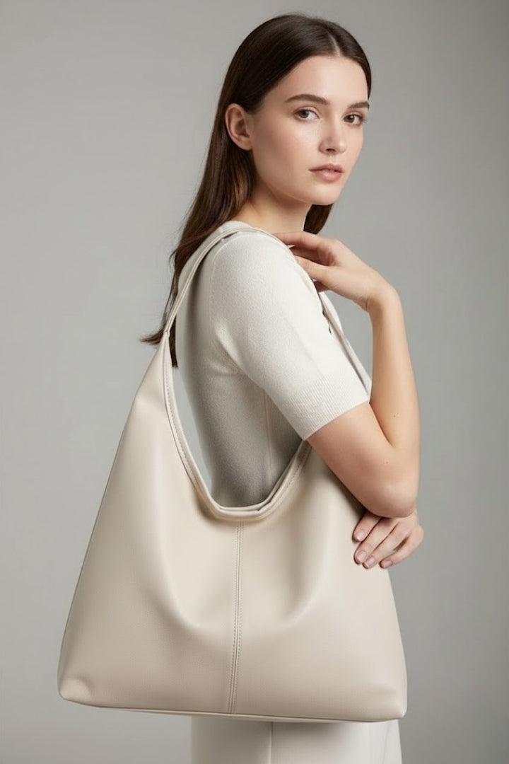 Large women's shoulder tote bag with long straps and roomy interior
