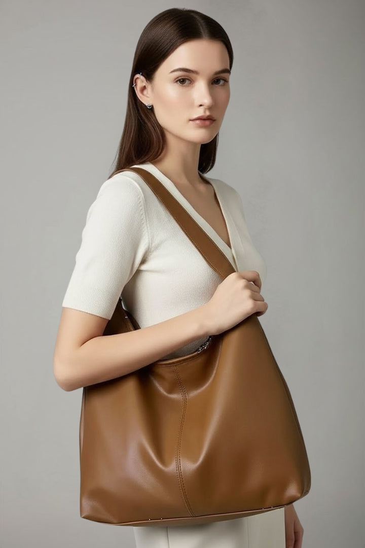 Large women's shoulder tote bag with long straps and roomy interior