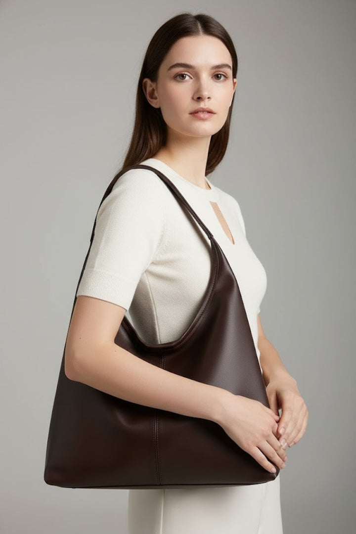 Large women's shoulder tote bag with long straps and roomy interior