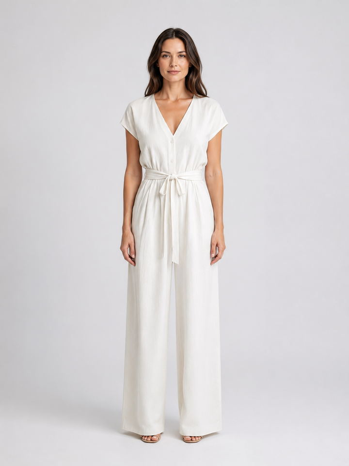 Naia | Relaxed Tie Waist Wide Leg Jumpsuit