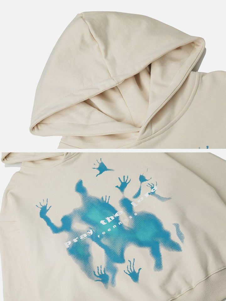 Abstract graphic hoodie with drawstring hood and long sleeves