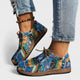 Patterned canvas lace-up trainers with a speckled flatform sole