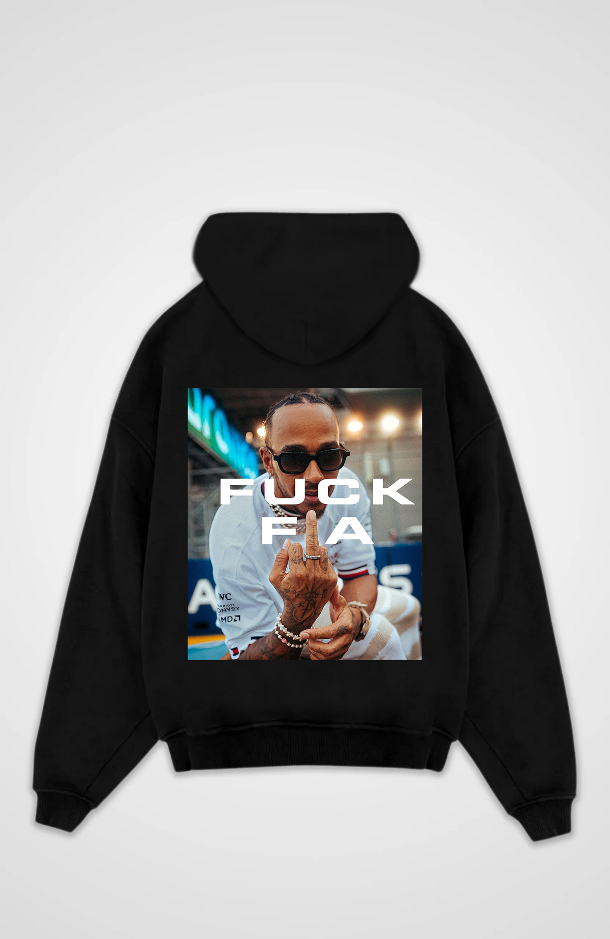 Unisex oversized hoodie with photographic graphic print