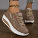 Women's low-top lace-up sneakers with printed uppers and raised soles