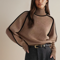 Women's turtleneck sweater with contrast piping