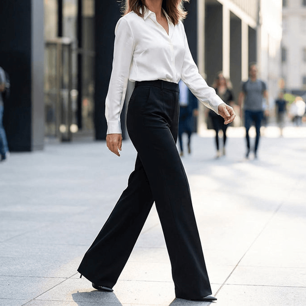 Women's high-waisted wide-leg suit trousers