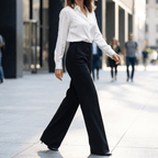 Women's high-waisted wide-leg suit trousers