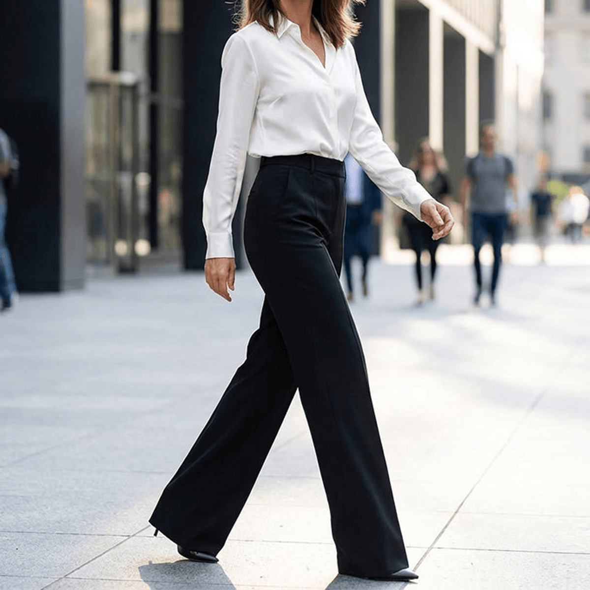 Women's high-waisted wide-leg suit trousers