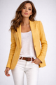 Notch Lapel Single-Button Blazer for Women, Slim Fit