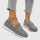 Orthopedic loafer sneakers with round toes and metal buckle detail