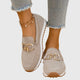 Orthopedic loafer sneakers with round toes and metal buckle detail