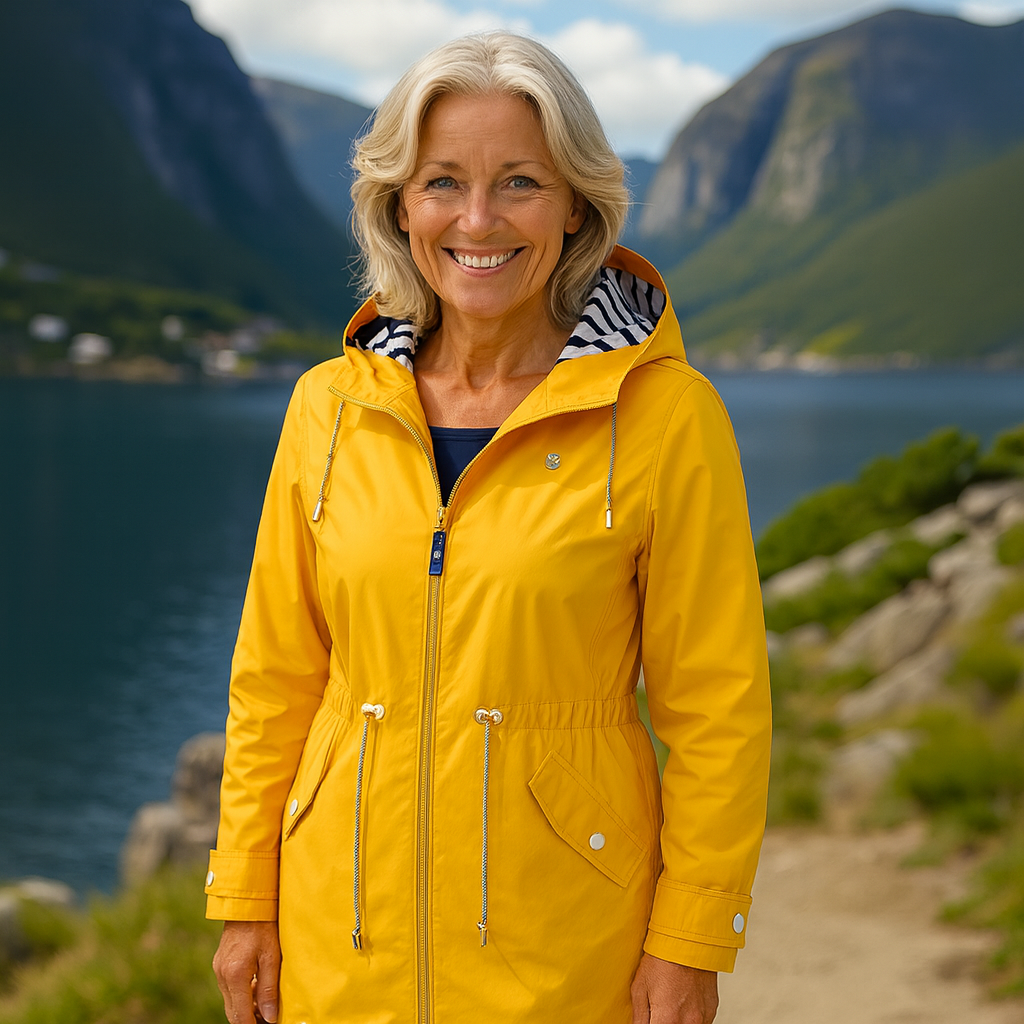 Women's hooded parka jacket with zip front, drawstrings and waist pockets