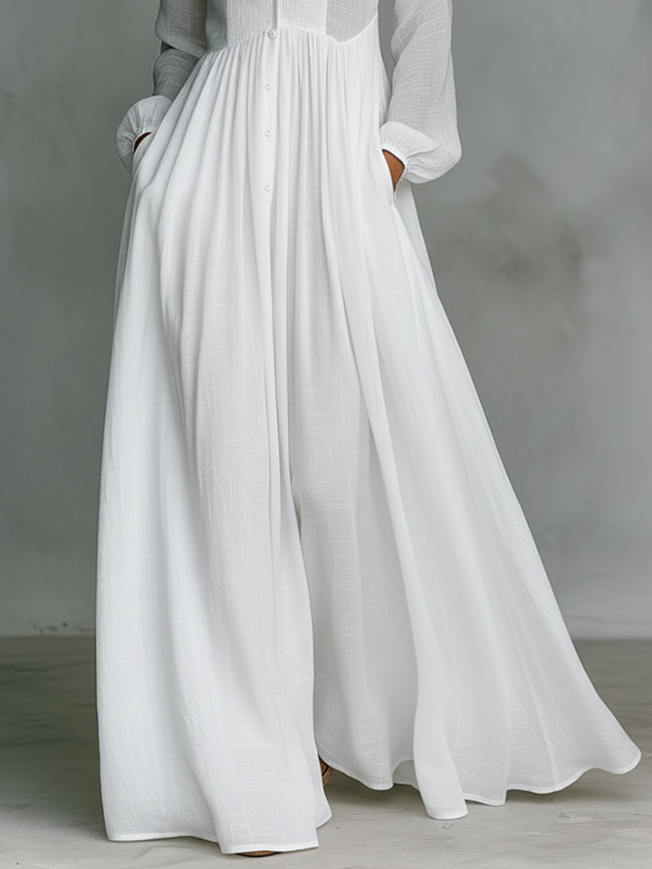 Pintucked Bib Front Maxi Shirt Dress for Women