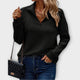 Women's ribbed half-zip sweater with raised mock collar
